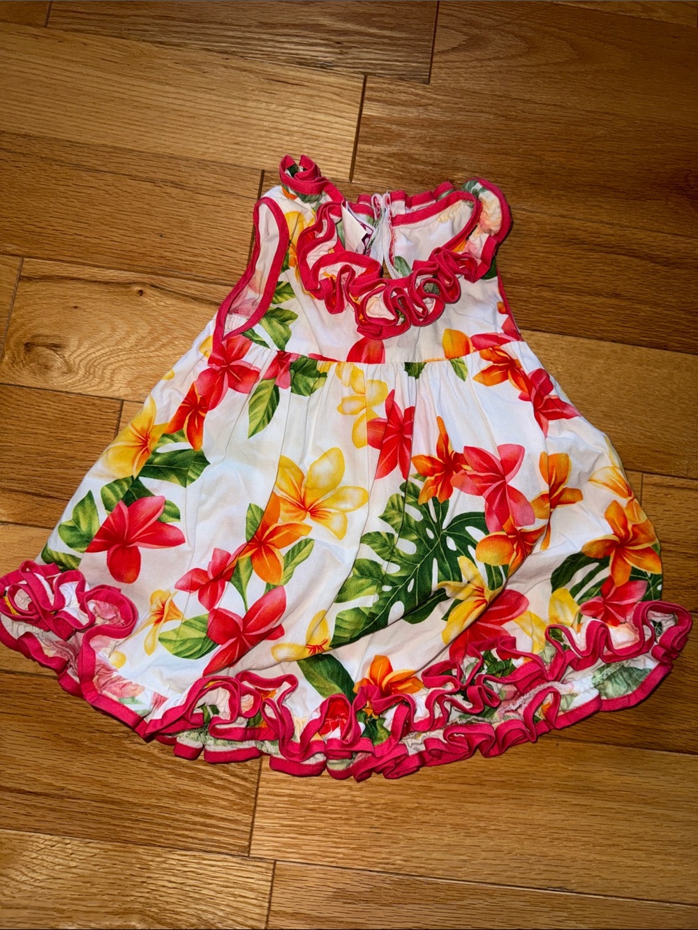 Girls' Floral Ruffle Sundress - White with Pink & Yellow